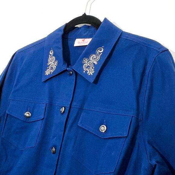 Quacker Factory Jacket Embroidered Womens M Embellished Western Stretch Cotton - Picture 3 of 8